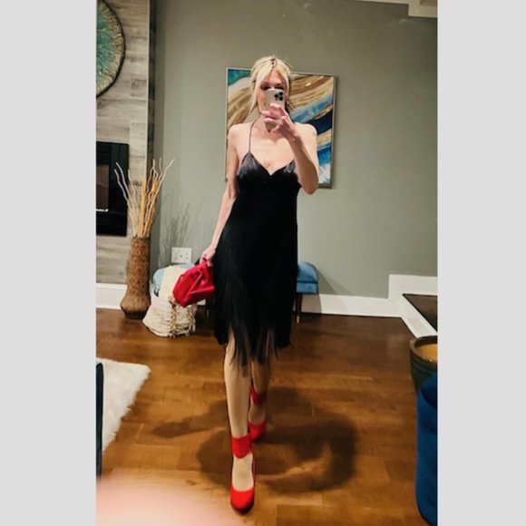 BLOGGER'S FAVE! Zara Black Fringe Mini Slip Dress NWT - Picture 12 of 14